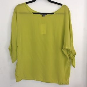 Vince Silk Dolman Sleeve Top in Lime